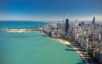 chicago skyline aerial view looking south